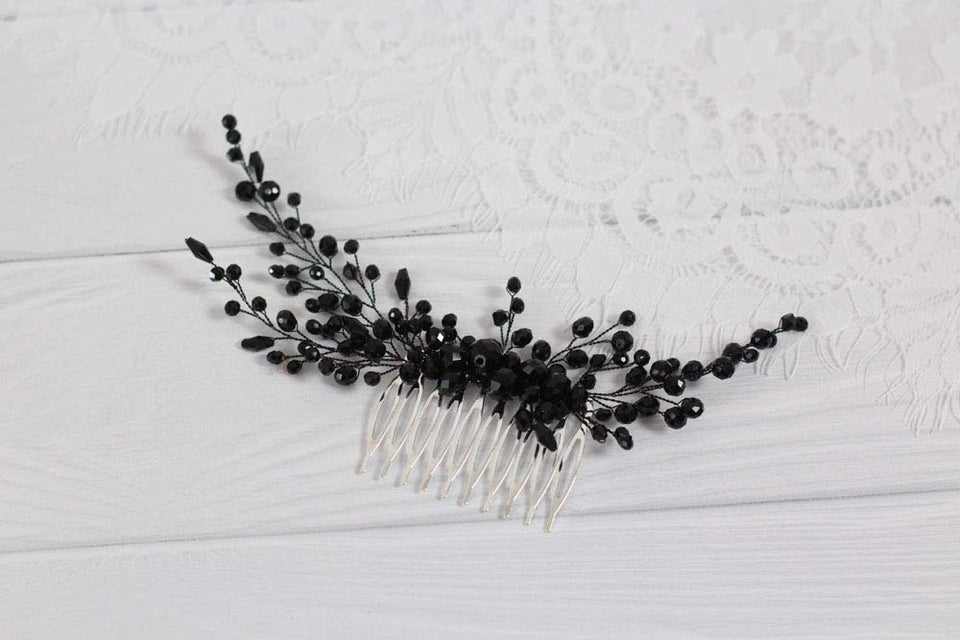 Deniferymakeup Women Black Hair Comb Bridal Vintage Headpiece Crystal Women Hair Comb Bridal Hair Comb Wedding Hair Piece Party Accessories Jewelry Set Rhinestone Head Piece Black Hair Accessories