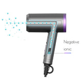 SIAU Woman Light Weight Hair Dryer Foldable Negative Ionic Blow Dryer Far-infrared Kids Travel Mini Styler (Metal Gray)