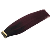 Googoo 22inch Hair ExtensionTape in Human Hair Balayage Black to Red Ombre Skin Weft Tape in Remy Hair Extensions Straight 20pcs 50g