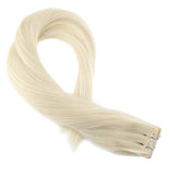 Moresoo Remy Human Hair Extensions 14inch Tape on Hair Seamless Skin Weft Adhesive Hair Extensions Platinum Blonde #60 Human Hair Extensions Blonde 20pcs/50g
