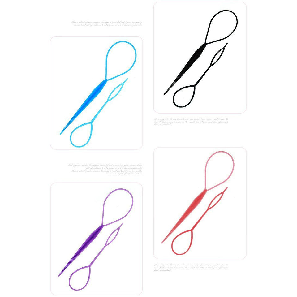Adecco LLC 4 Pairs Hair Braid Accessories Ponytail Maker,French Braid Tool Topsy Tail Loop Hair Kit (4 Pairs Topsy Tail)