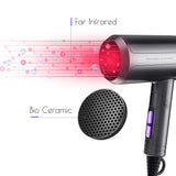 SIAU Woman Light Weight Hair Dryer Foldable Negative Ionic Blow Dryer Far-infrared Kids Travel Mini Styler (Metal Gray)