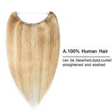 Hidden Invisible Crown Flip on Human Hair Extension One Piece Secret Miracle Wire in Hairpieces Highlight Remy Hair Translucent Fish Line Headband 60g 16'' #18/613 Light Ash Blonde/Bleach Blonde