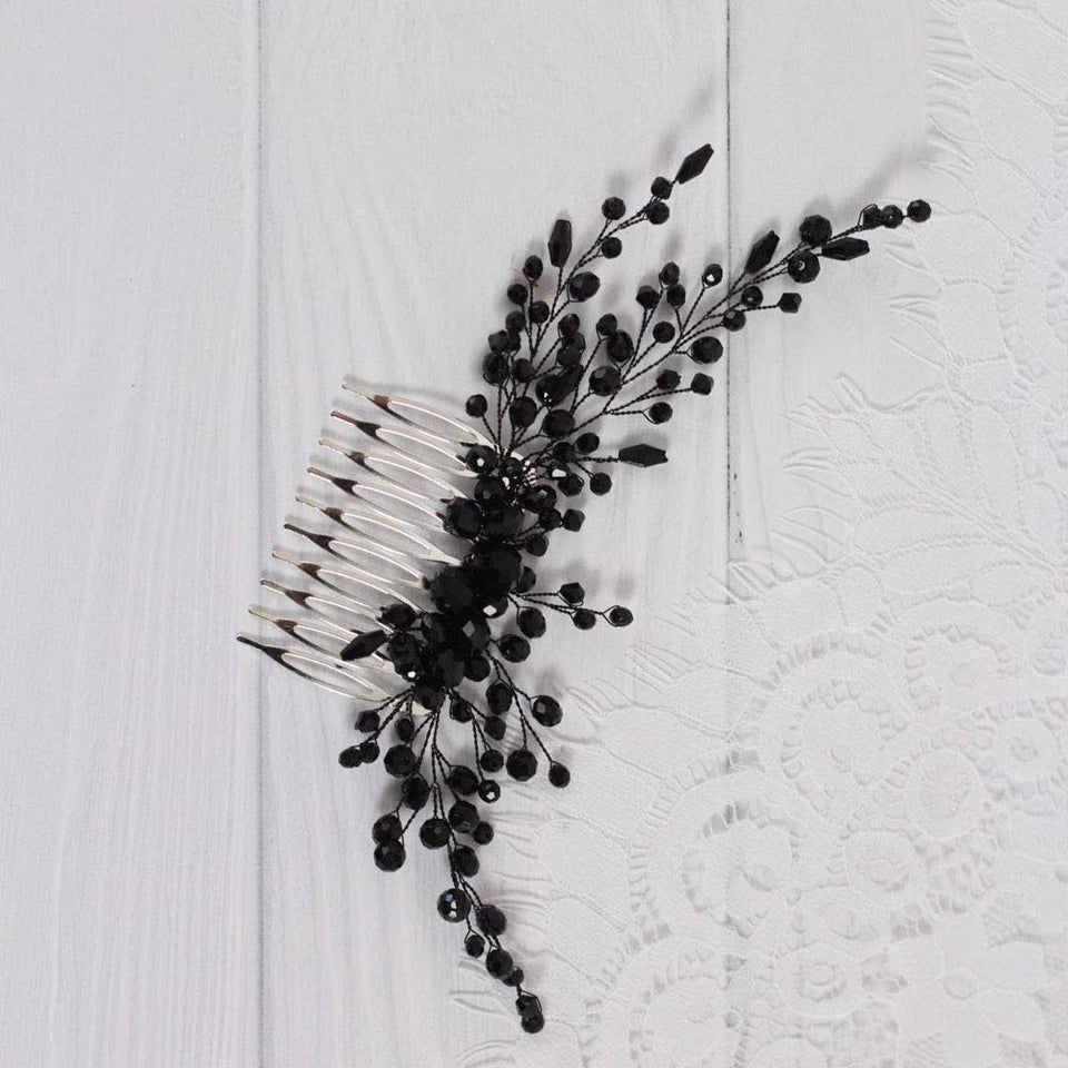 Deniferymakeup Women Black Hair Comb Bridal Vintage Headpiece Crystal Women Hair Comb Bridal Hair Comb Wedding Hair Piece Party Accessories Jewelry Set Rhinestone Head Piece Black Hair Accessories