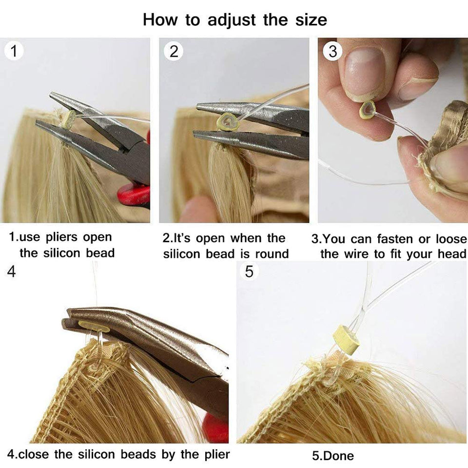 Hidden Invisible Crown Flip on Human Hair Extension One Piece Secret Miracle Wire in Hairpieces Highlight Remy Hair Translucent Fish Line Headband 60g 16'' #18/613 Light Ash Blonde/Bleach Blonde