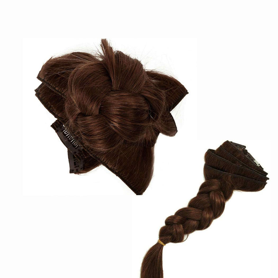 140g Double Weft Clip in 100% Remy Human Hair Extensions #4 Medium Brown Grade 7A Quality Full Head Thick Thickened Long Soft Silky Straight 8pcs 18clips for Women Fashion 18" / 18 inch