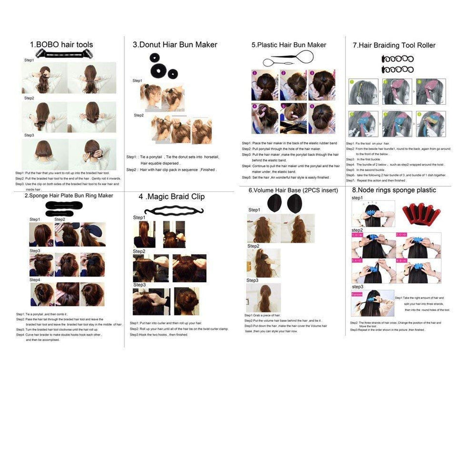 DELOVE- Hair Styling Set, Fashion Hair Design Styling Tools Accessories DIY Hair Accessories Hair Modelling Tool Kit Hairdress Kit Set Magic Simple Fast Spiral Hair Braid Hair