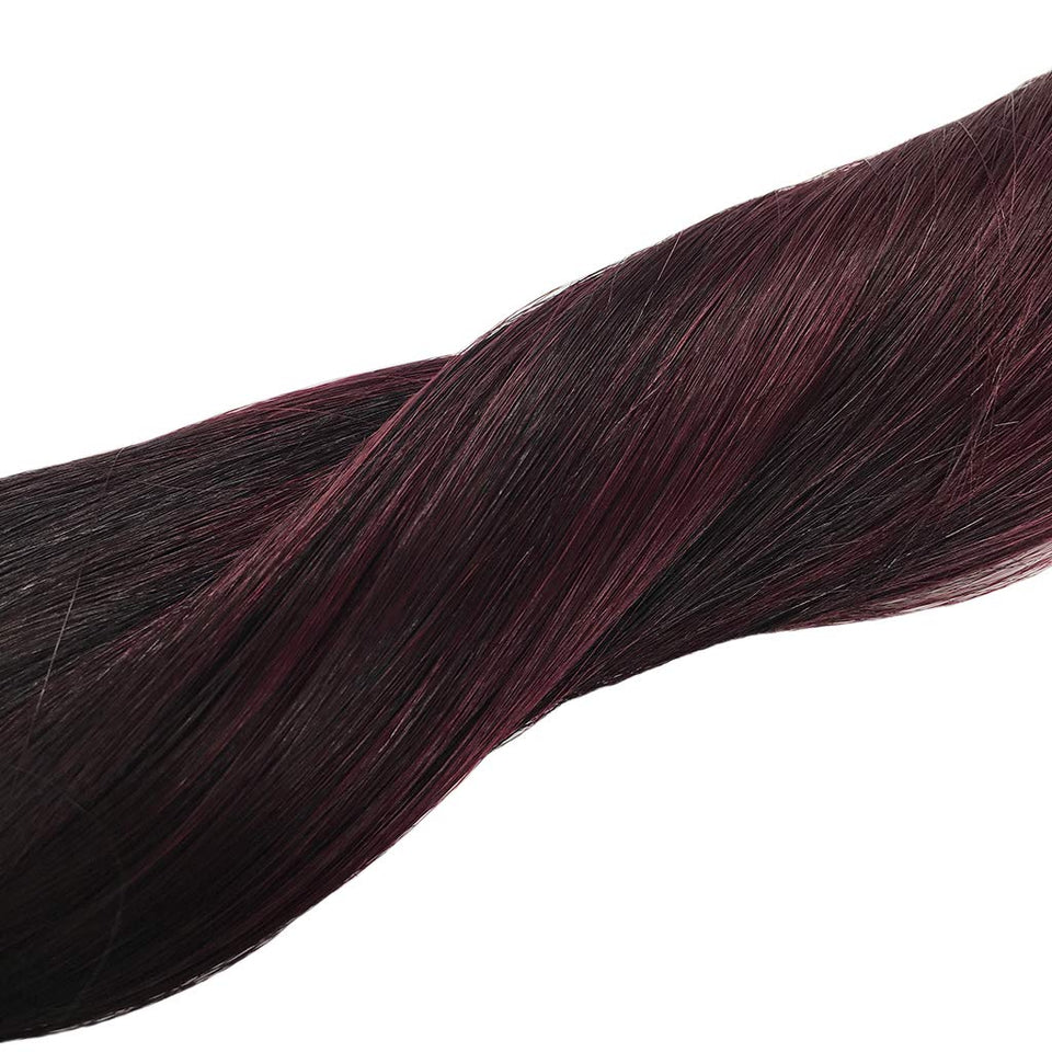 Googoo 22inch Hair ExtensionTape in Human Hair Balayage Black to Red Ombre Skin Weft Tape in Remy Hair Extensions Straight 20pcs 50g