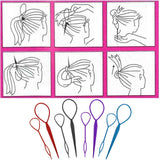 Adecco LLC 4 Pairs Hair Braid Accessories Ponytail Maker,French Braid Tool Topsy Tail Loop Hair Kit (4 Pairs Topsy Tail)