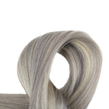 Full Shine 18" Thick Hair Full Head Clip In Hair Extensions Ombre Color #19A Ash Blonde Fading To Color #60 White Blonde Highlight Human Hair