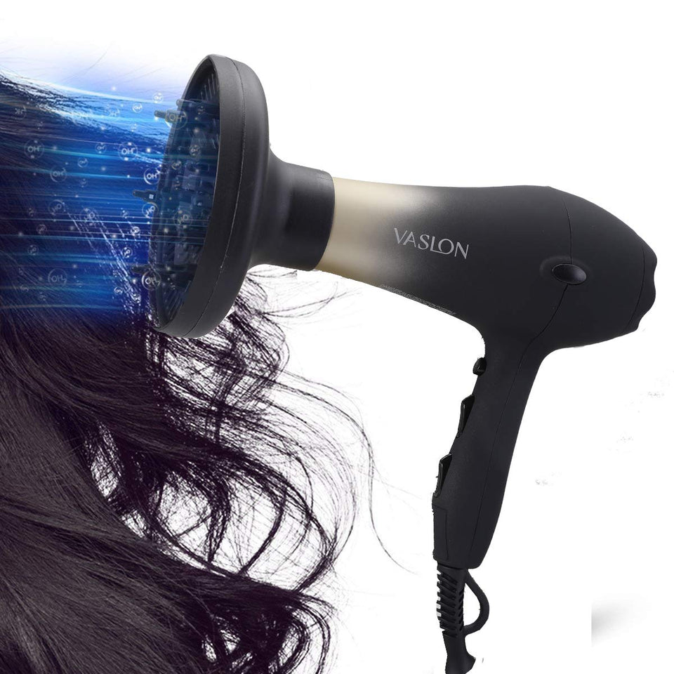 VASLON 1875W Professional Salon Hair Dryer Nano Ionic &Negative Ionic Blow Dryer AC Motor Fast Dry Low Noise Hair Blow Dryer with Diffuser & Concentrator 2 Speed and 3 Heat Setting