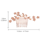 Lux Accessories Rose Gold Rhinestone Bridal Floral Flower Vine Metal Hair Comb
