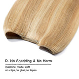 Hidden Invisible Crown Flip on Human Hair Extension One Piece Secret Miracle Wire in Hairpieces Highlight Remy Hair Translucent Fish Line Headband 60g 16'' #18/613 Light Ash Blonde/Bleach Blonde