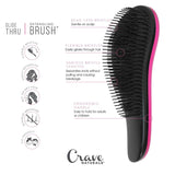 Detangling Brush - Glide Thru Detangler Hair Comb or Brush - No More Tangle - Adults & Kids - Pink (Pink)