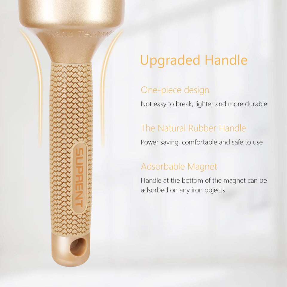 [Upgraded] SUPRENT Blowout Nano Thermic Ceramic & Ionic Round Barrel Hair Brush with Boar Bristle, Best Roller Hairbrush for Blow Drying, Curling &Straightening (3.3" Barrel 2")