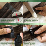 Googoo 22inch Hair ExtensionTape in Human Hair Balayage Black to Red Ombre Skin Weft Tape in Remy Hair Extensions Straight 20pcs 50g