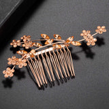 Lux Accessories Rose Gold Rhinestone Bridal Floral Flower Vine Metal Hair Comb