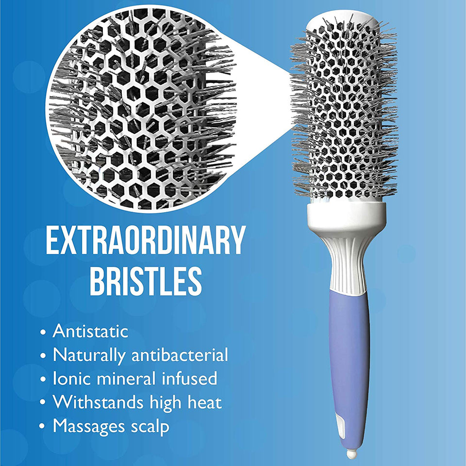 Professional Round Brush for Blow Drying–Extra-Small Ceramic Ion Thermal Barrel Brush for Sleek, Precise Heat Styling & Salon Blowout–Lightweight, Antistatic Bristle Hair Brush by Osensia (1 Inch)